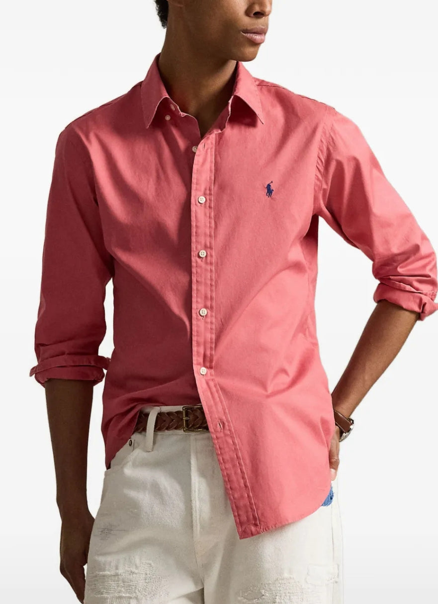 PRL "Slim Fit" Poplin Shirt en Coral