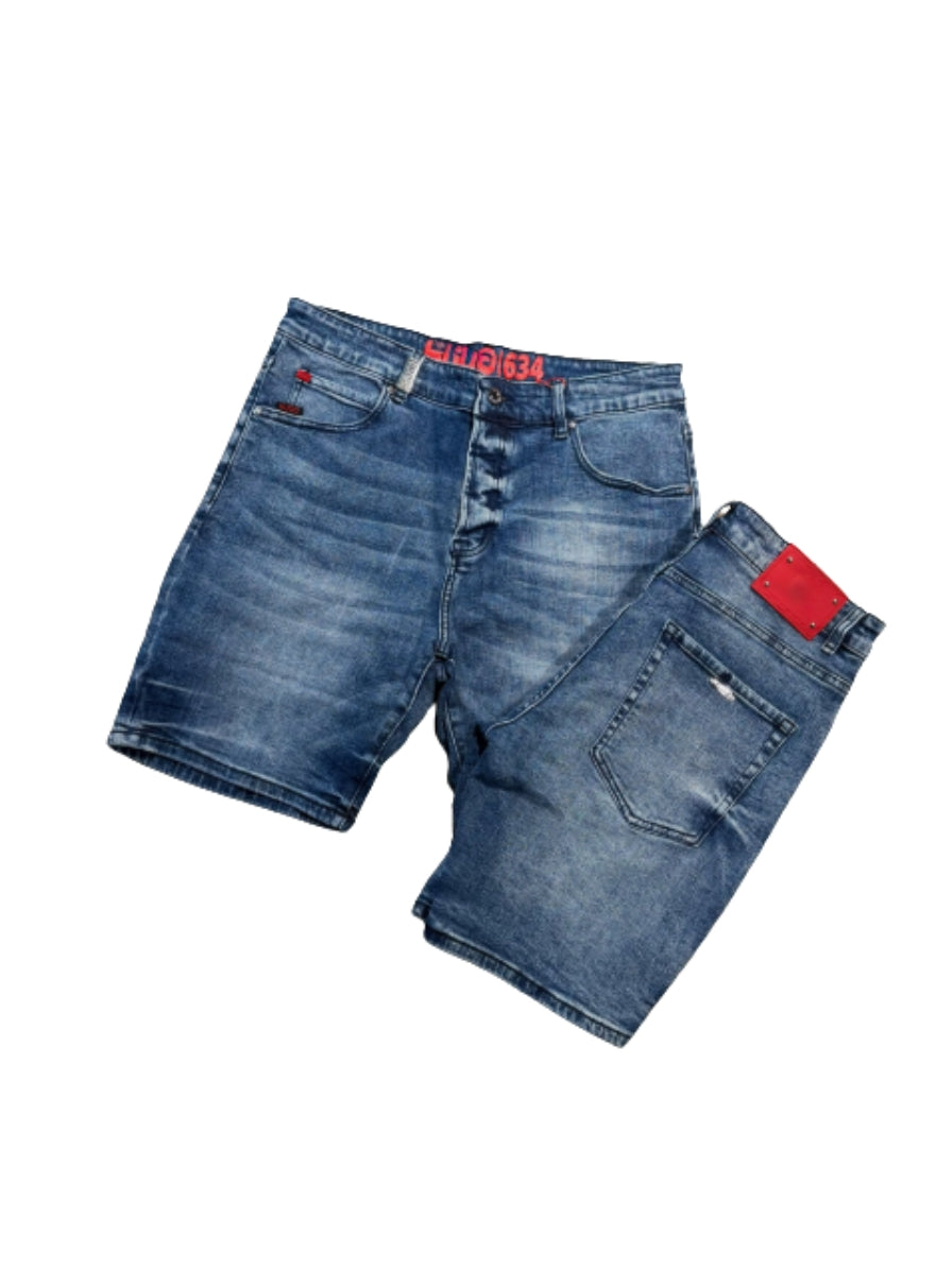 HG "634 Contrast" Denim Jorts en Índigo
