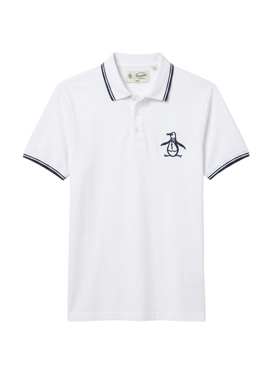 PNGN Retro Tipping Polo en White